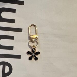 Gold and Black Flower Keychain Charm